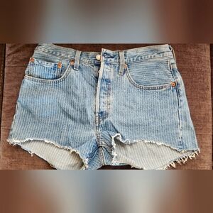 Levis Blue Striped Women's Denim Cutout Shorts